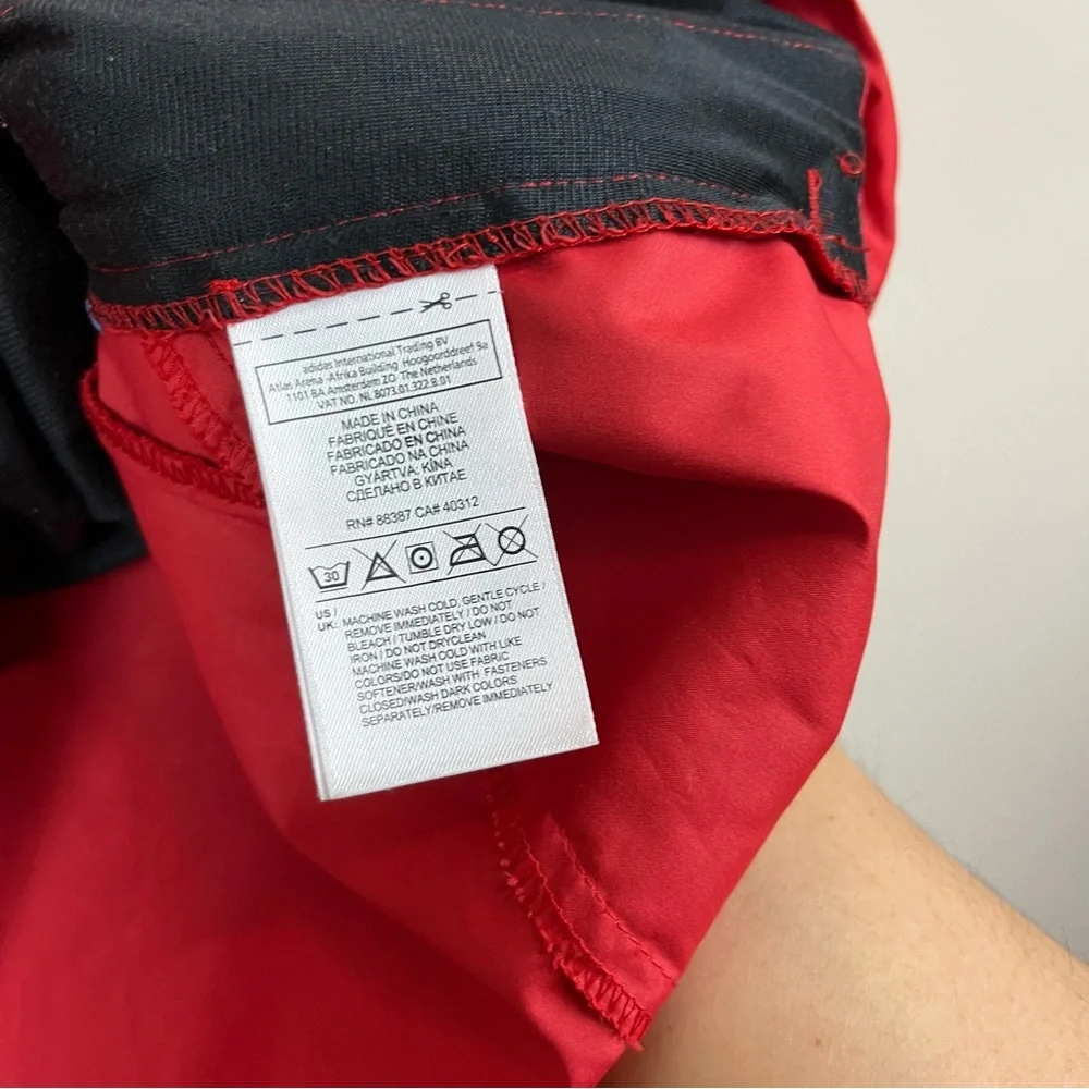 Men's L Adidas Climaproof Windbreaker Jacket Red‎ Size Large